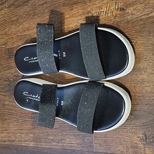 Black & White Sparkle Slip on Sandal Contesa 9